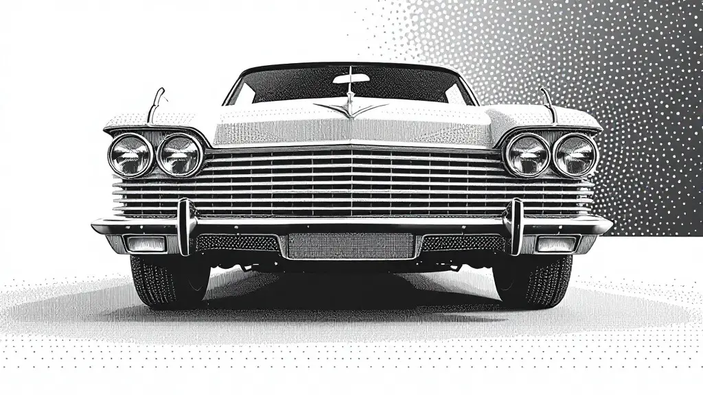 Dotted illustration of a classic car's front grille
