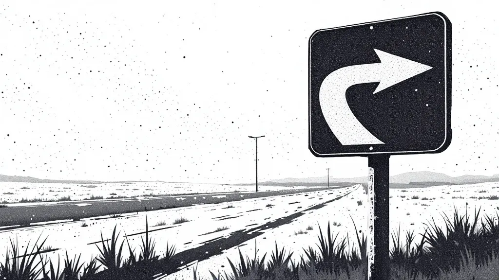 Dotted illustration of a detour road sign beside an empty highway